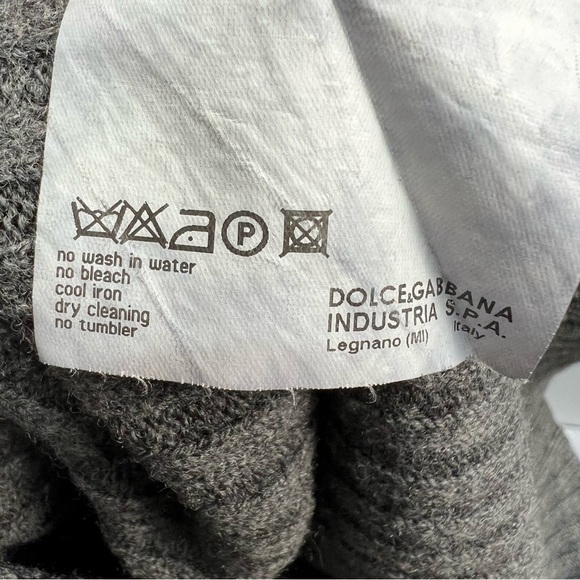 Dolce & Gabbana Italy 100% wool grey ribbed knit raglan sleeve sweater IT 50 - Picture 15 of 16